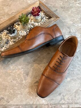 Men's Tan Leather Oxford Dress Shoes